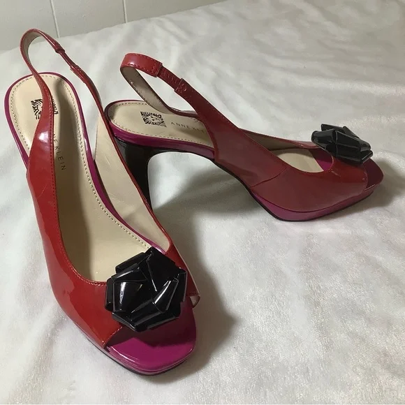 ANNE KLEIN high heels black and red size 8.5 M - Picture 2 of 12